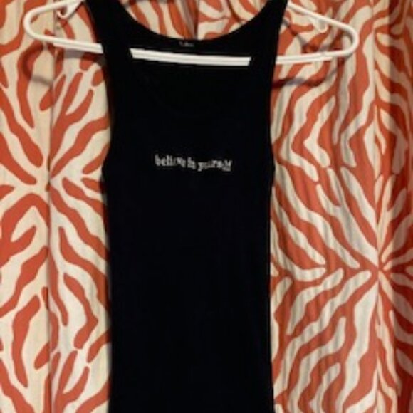 Inspiration wear, Black Tank top  "Believe in Yourself", Cotton blend Size Small - Picture 5 of 6